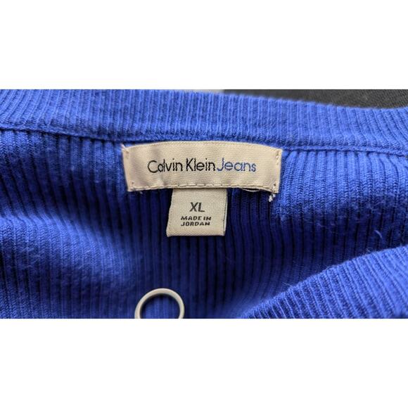 Calvin Klein Womens Royal Blue Long Sleeve Quarter Zip Sweater XL Regal Fitted - Picture 5 of 7